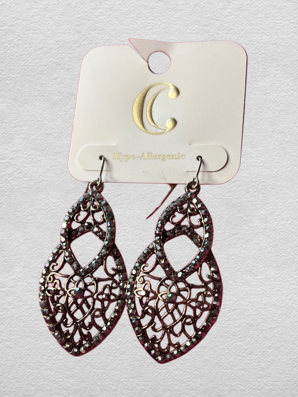 Bronze Earrings with Gray Gemstones
